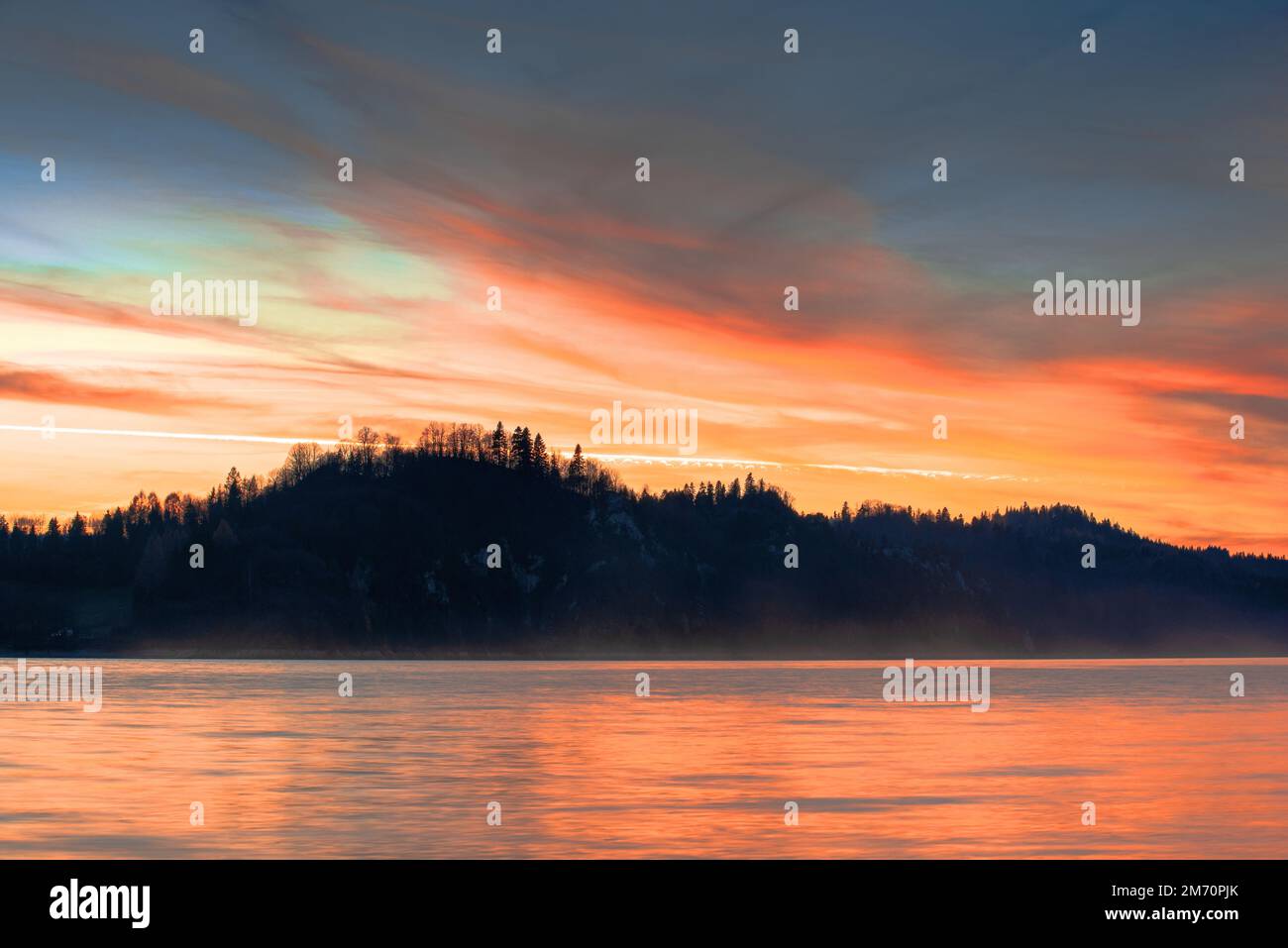 red sunset on the lake Stock Photo - Alamy