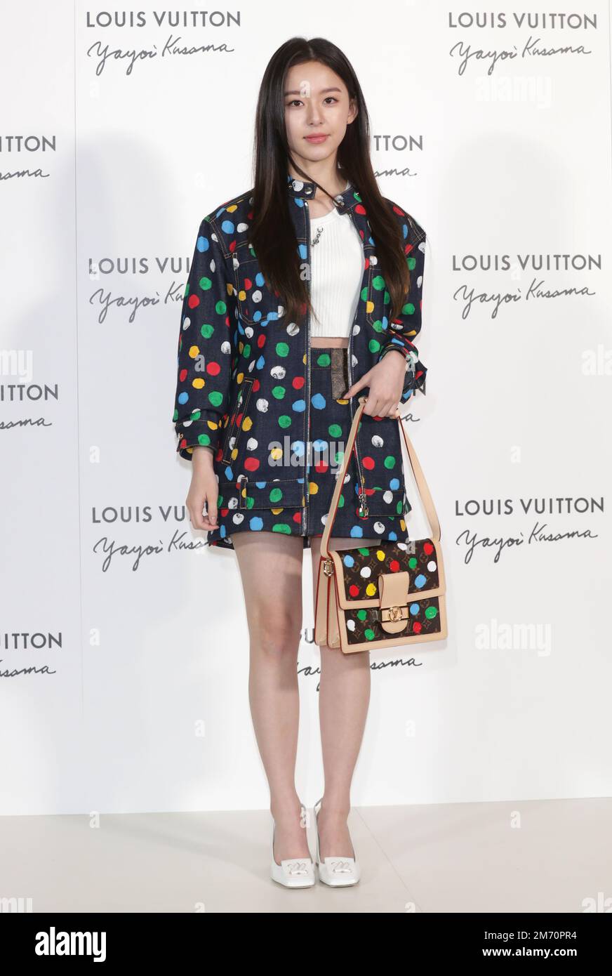 Seoul, South Korea. 6th Jan, 2023. South Korean actress Park Ji-hoo,  attends a photo call for the Louis Vuitton and Kusama Yaoi Collaboration  Collection Launch Photocall in Seoul, South Korea on January