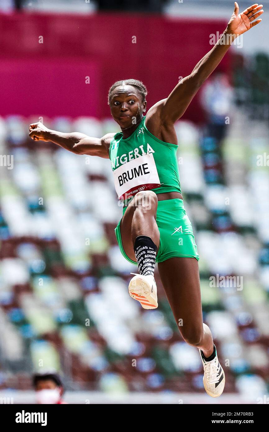 Ese Brume (NGR) competing in the Women's long jump at the 2020 (2021) Olympic Summer Games, Tokyo, Japan Stock Photo