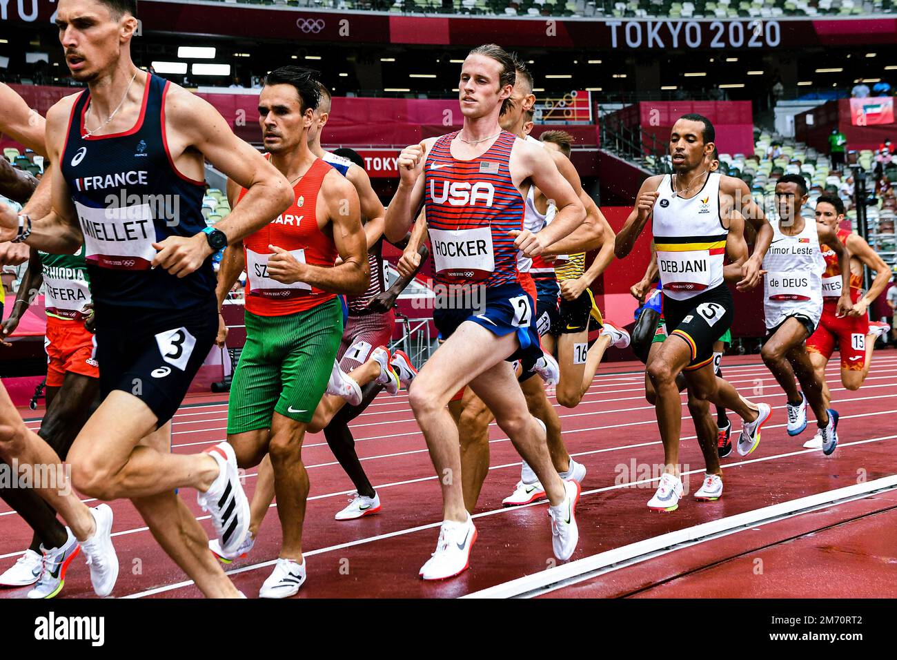 Cole Hocker (USA) competing in the Men's 1500 metres heats at the 2020 (2021) Olympic Summer Games, Tokyo, Japan Stock Photo