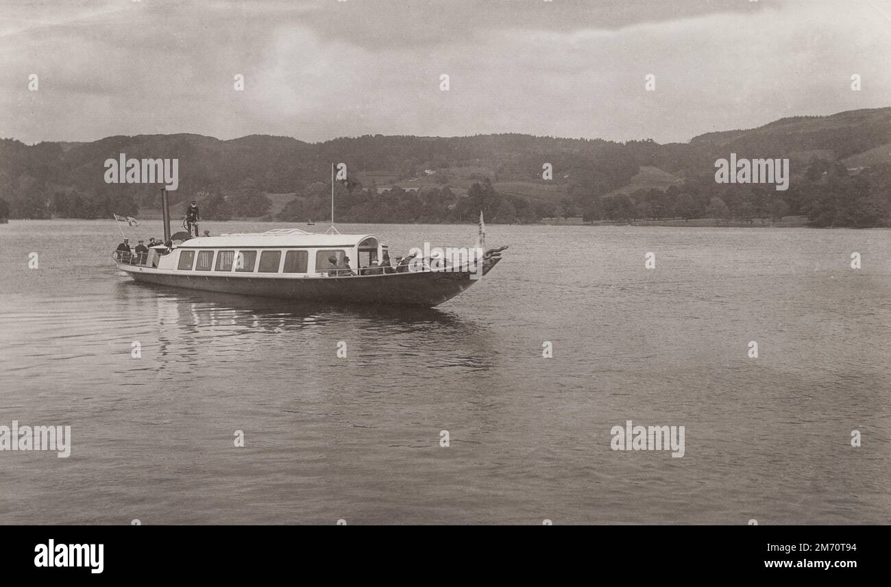 Vintage late 19th/early 20th century photograph: 1912 - Lake District steamboat, Coniston Lake, Cumbria Stock Photo