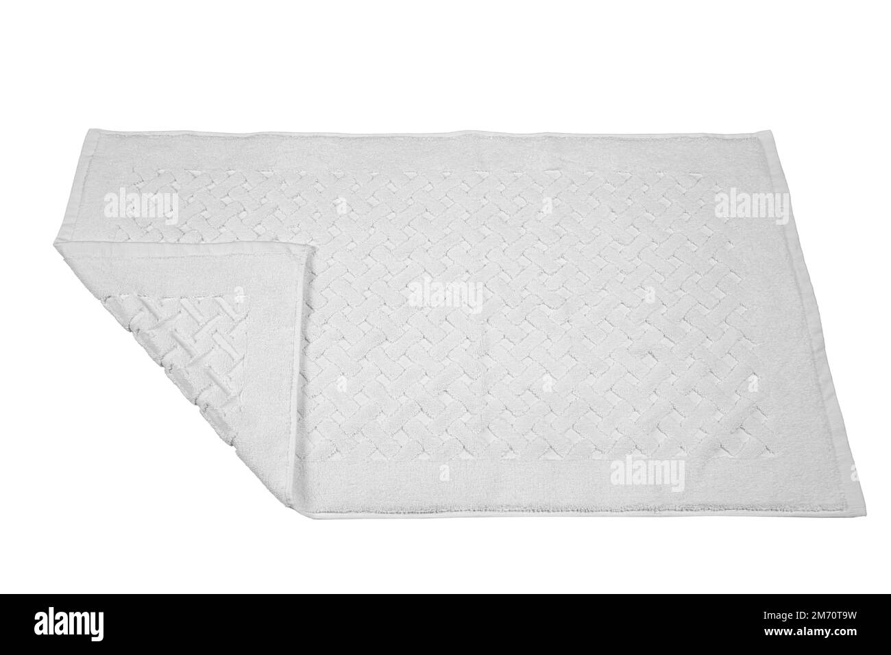 White bath foot towel 100 Cotton Terry Towels Isolated with White Background. Bath accessories