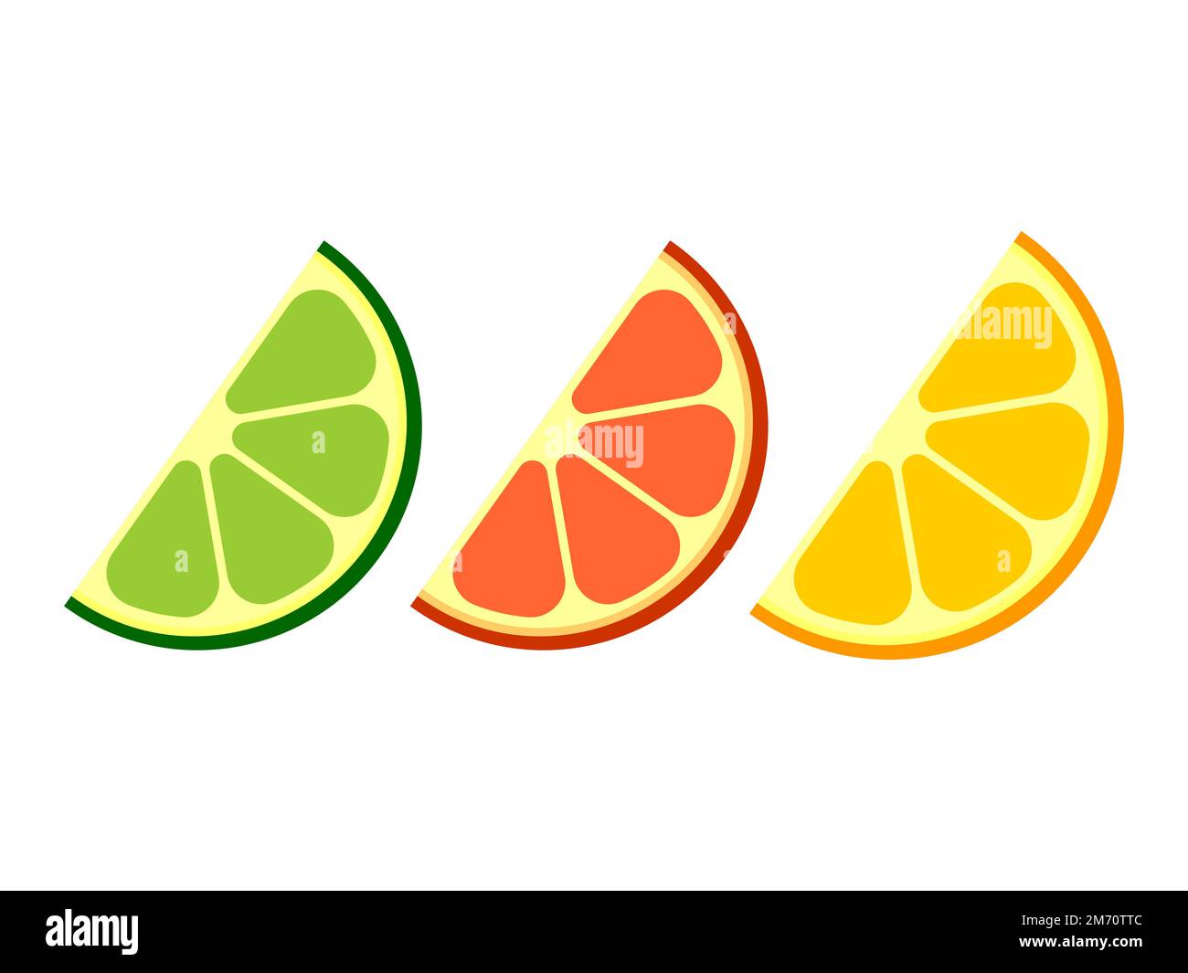 Cartoon set of slices. Tropical fruits. Vector illustration. Stock Vector