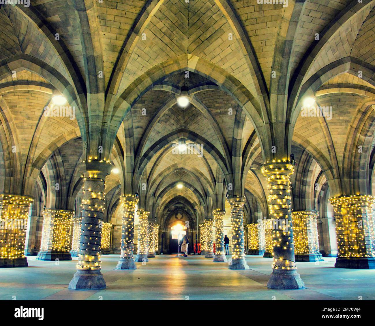 Glasgow, Scotland, UK 6th January, 2023. Cloisters Christmas lights and