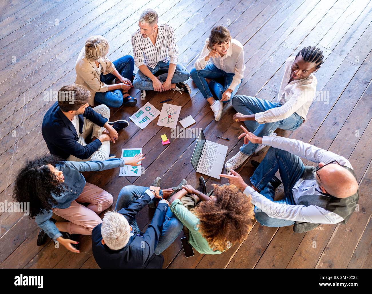 Creative business people having a team building session, mixed age ...