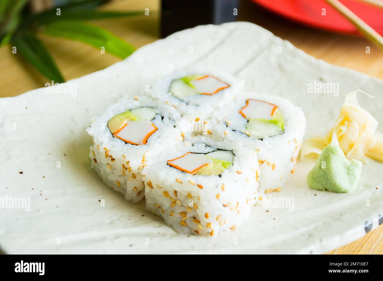 Uramaki Crab. Fine sushi rice combined with crab meat Stock Photo Alamy