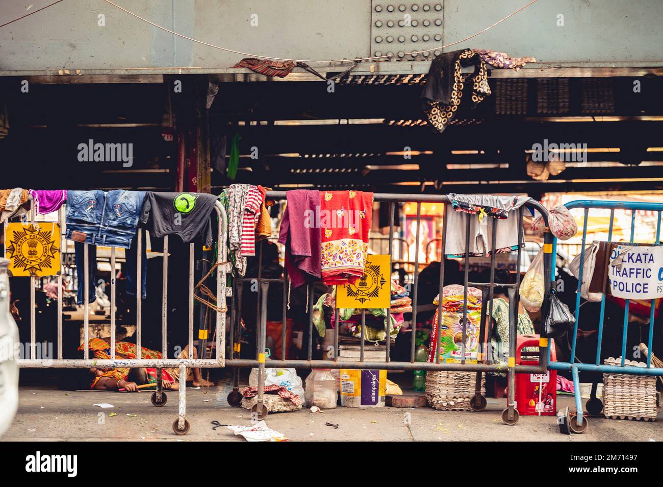 The stuff of Homeless people living under a bridge in Kolkata, India ...