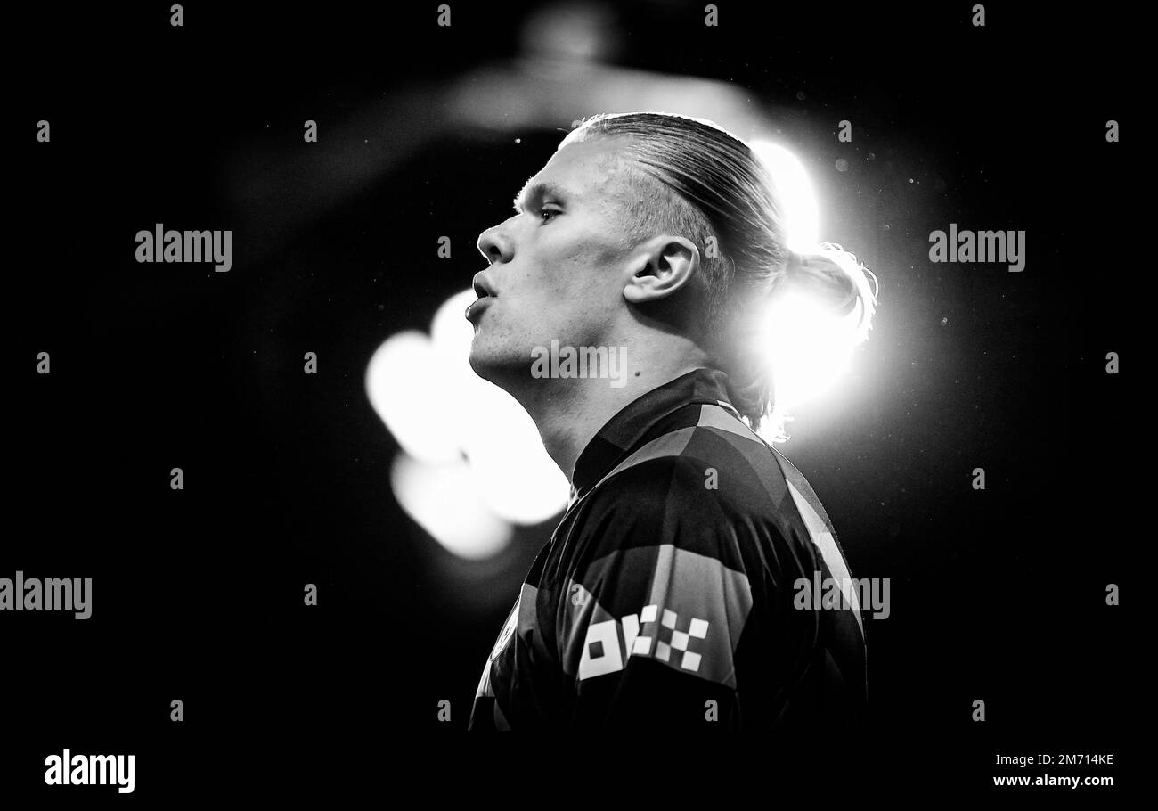 erling-haaland-manchester-city-black-and-white-stock-photos-images
