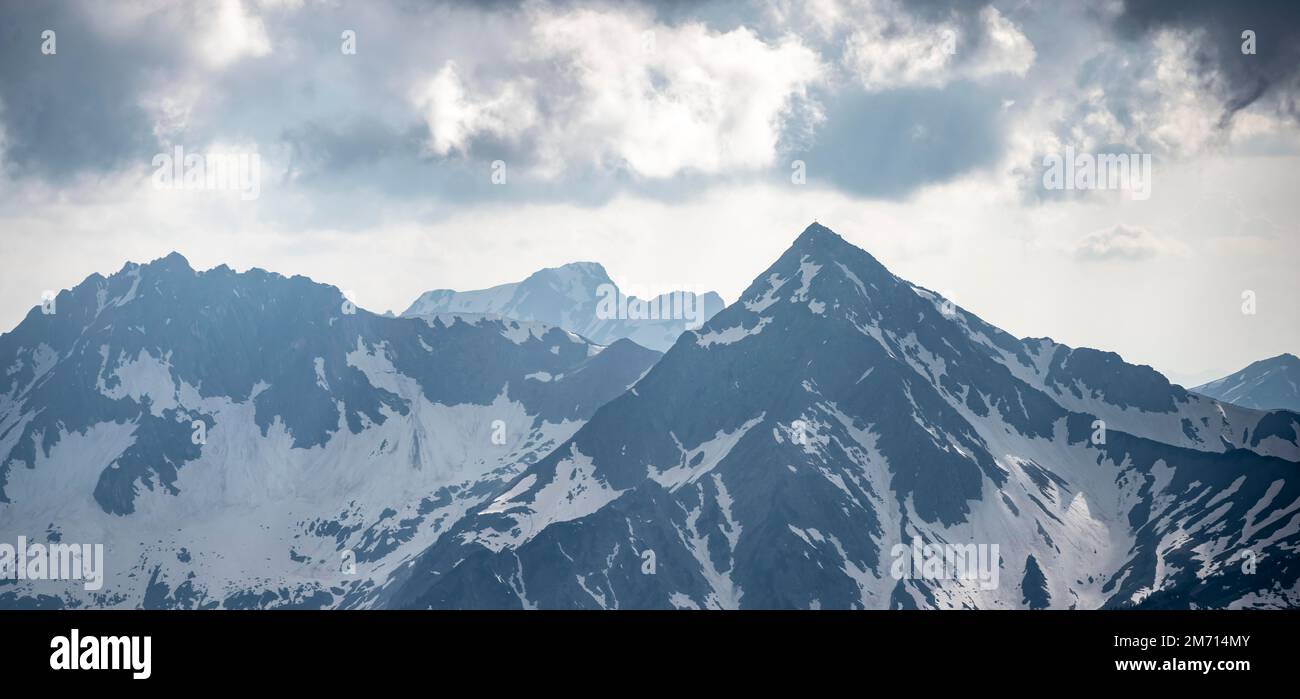 Dramatic mountains in the Allgaeu Alps with snow, Tyrol, Austria Stock Photo