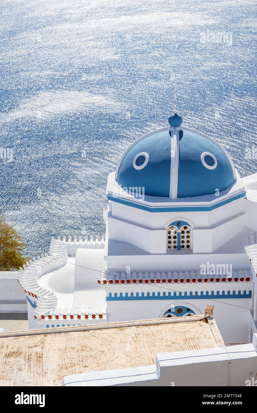 Church of Virgin Mary Evangelistria, View over the Sea, Astypalea, South Sporades, Aegean Sea, Greece Stock Photo