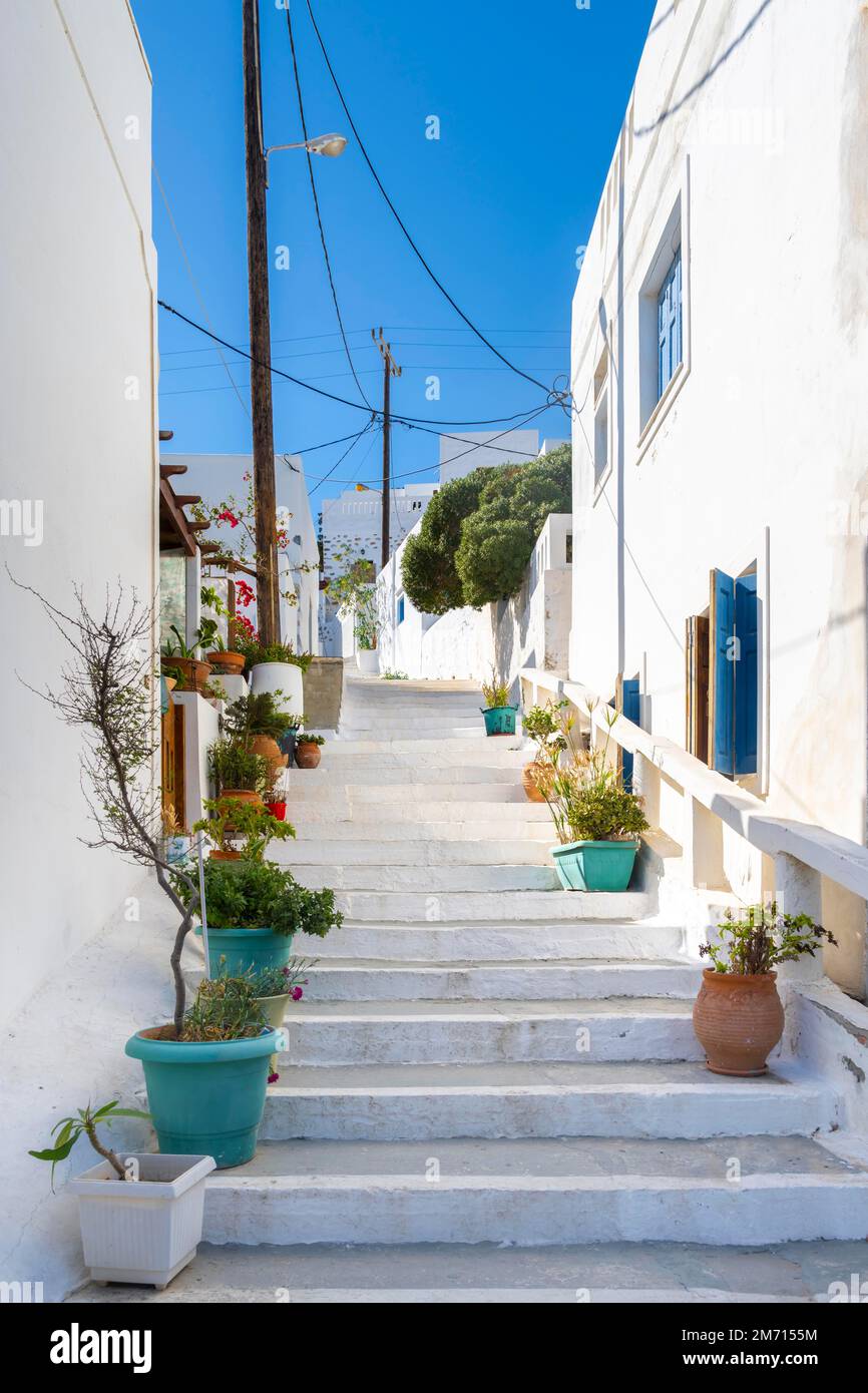 White houses, town of Astypalea, Southern Sporades, Aegean Sea, Greece Stock Photo
