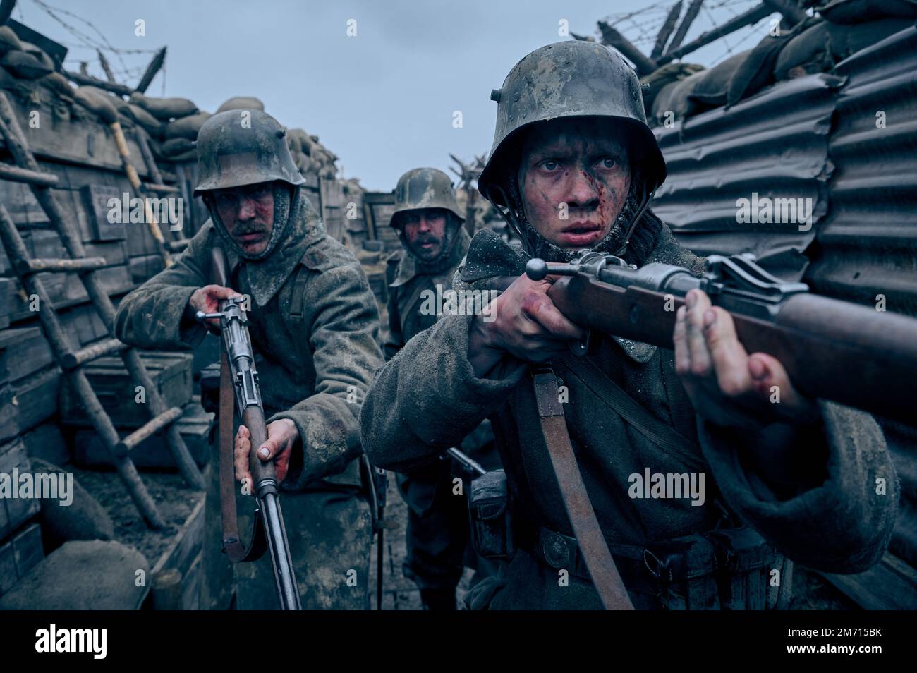 RELEASE DATE: October 28, 2022. TITLE: All Quiet On The Wester Front. STUDIO: Netflix. DIRECTOR: Edward Berger. PLOT: A young German soldier's terrifying experiences and distress on the western front during World War I. STARRING: FELIX KAMMERER as Paul Baumer, ALBRECHT SCHUCH, EDIN HASANOVIC. (Credit Image: © Netflix/Entertainment Pictures) Stock Photo