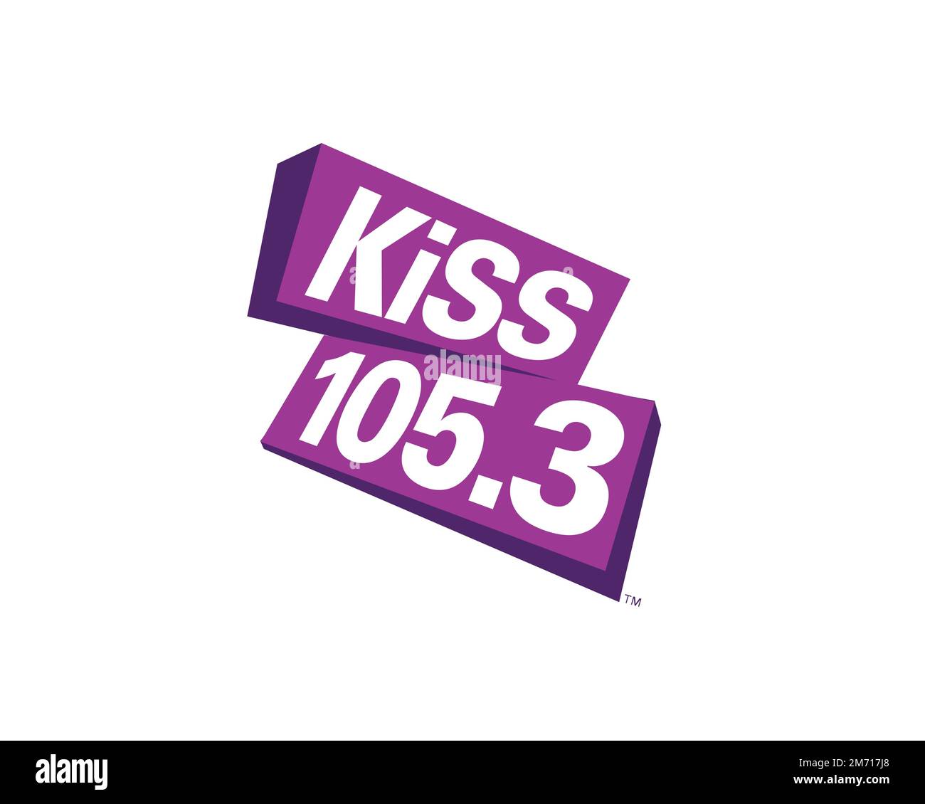 CJMX FM, rotated logo, white background B Stock Photo