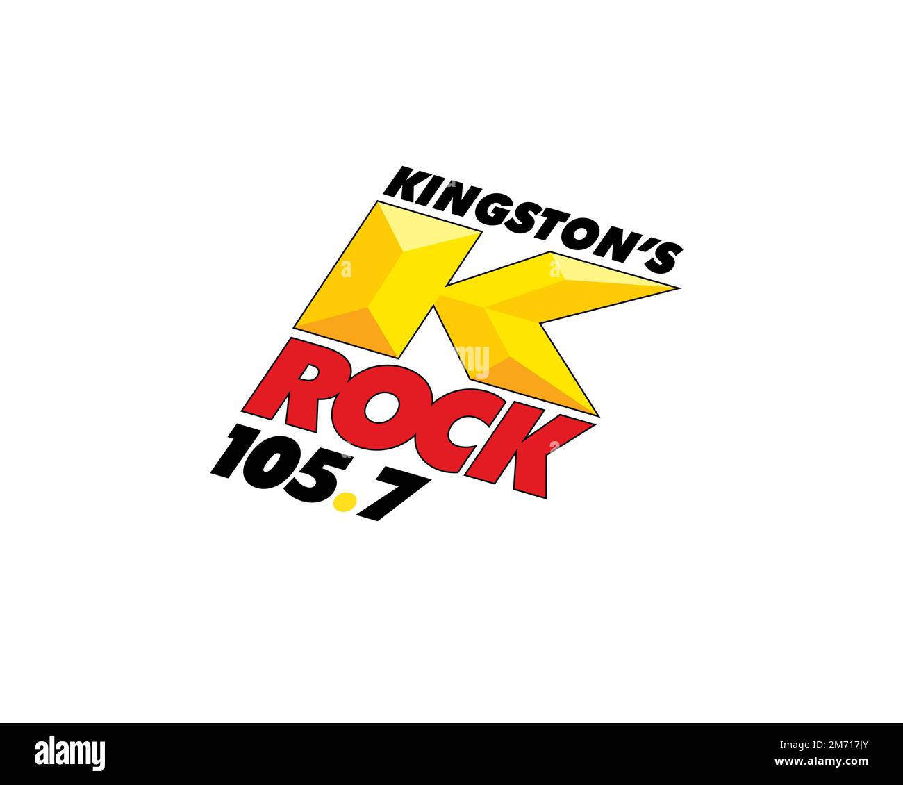 CIKR FM, rotated logo, white background B Stock Photo