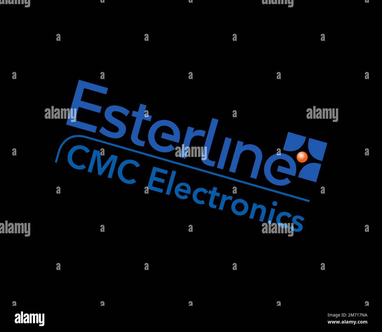 CMC Electronics, rotated logo, black background B Stock Photo Alamy