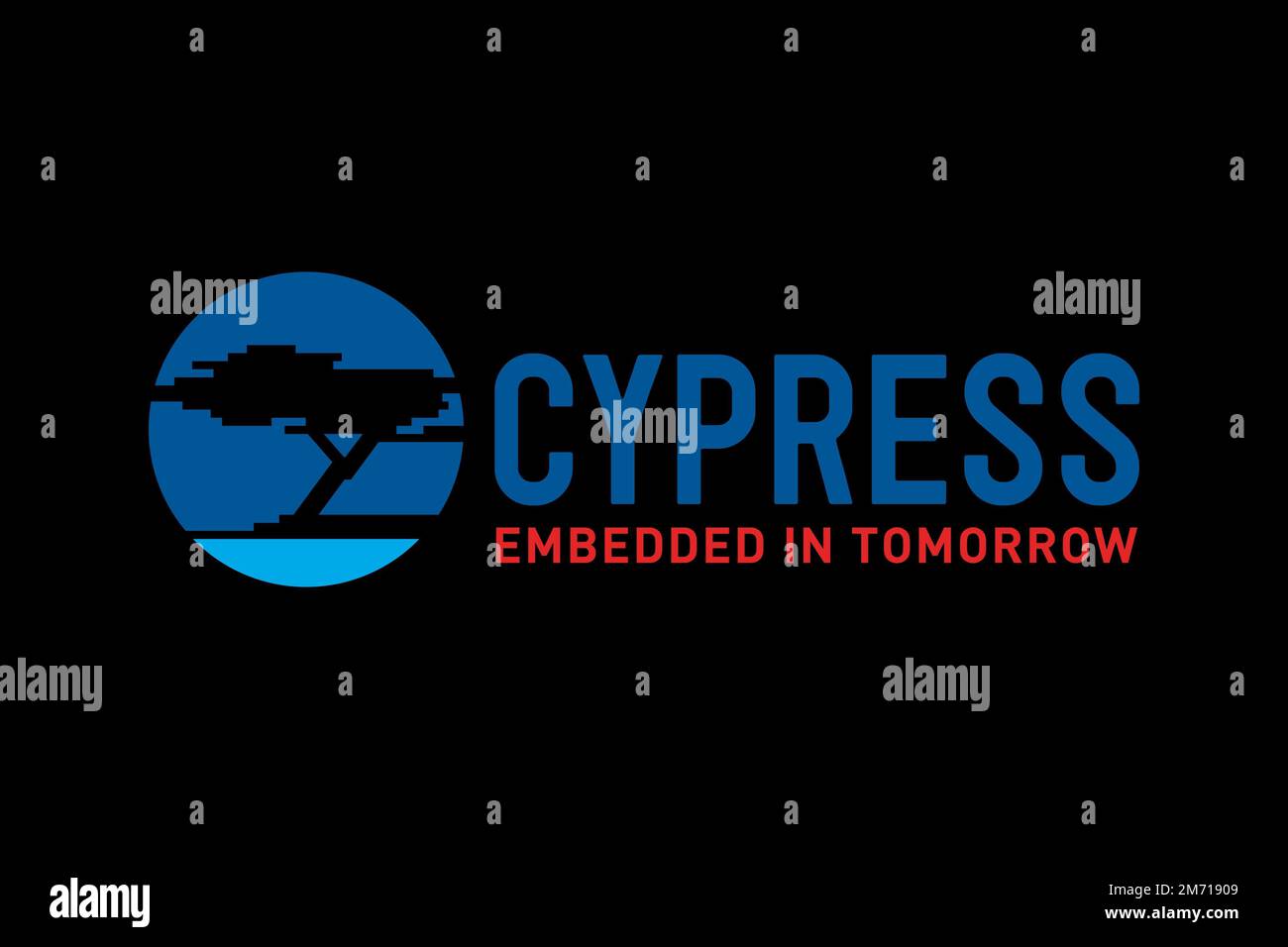 Cypress Semiconductor, Logo, Black background Stock Photo Alamy