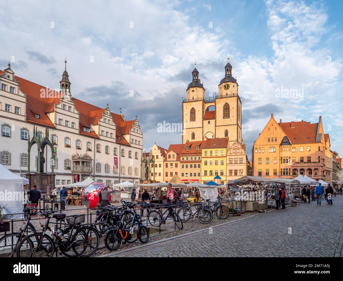 Wittenberg market square, on the left Wittenberg town hall and on the