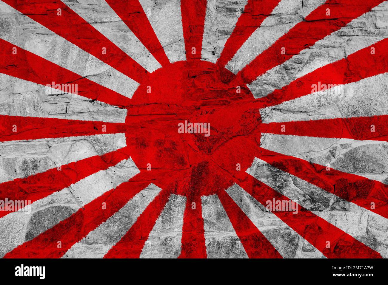Flag of the Imperial Japanese Army on the texture. Concept collage