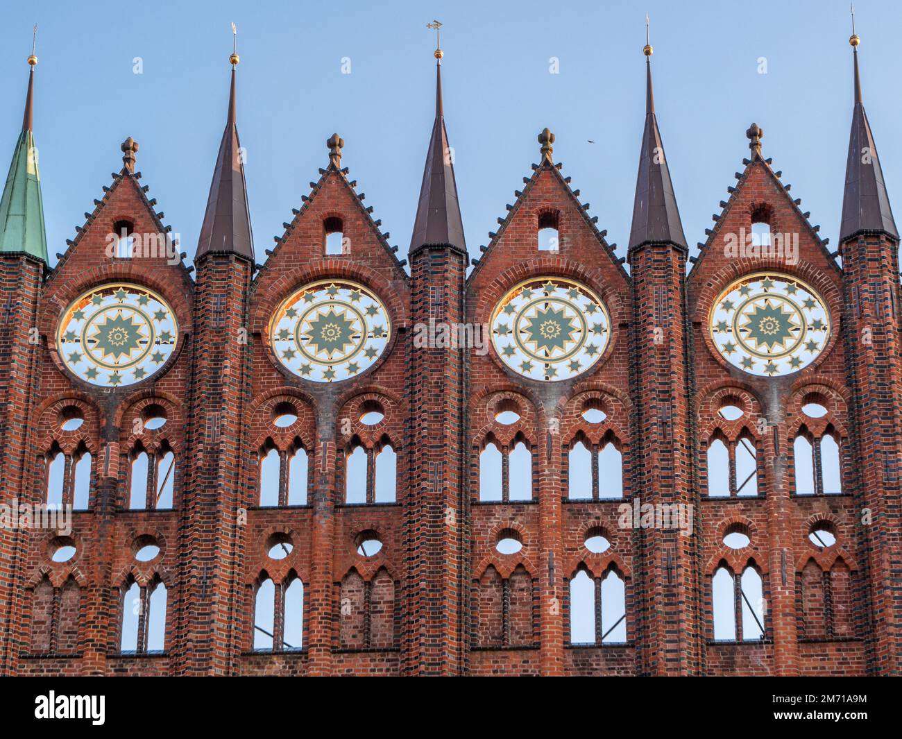 Gothic brick building Town Hall of the Hanseatic City of Stralsund at ...