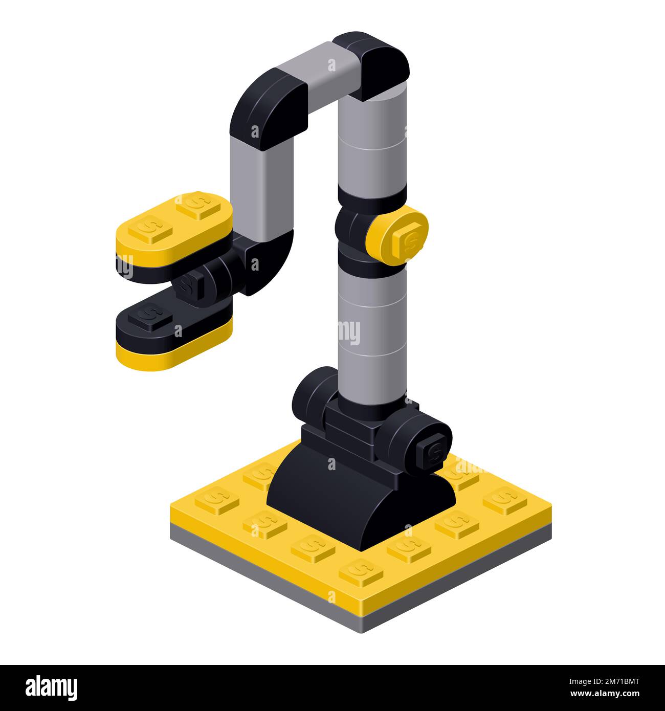 industrial robot assembled from blocks of bricks. Vector illustration Stock Vector