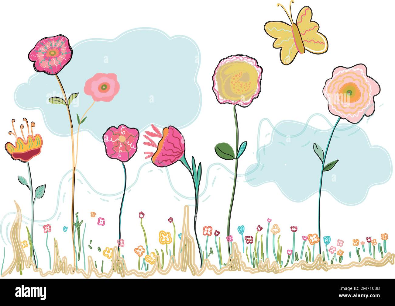 Colorful abstract spring flower border background design Stock Vector ...