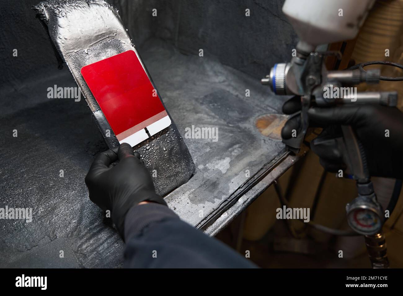 Color match process before painting, color test Stock Photo Alamy