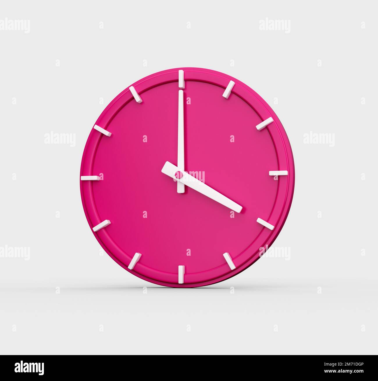 A 3D render of a pink wall clock showing the time 4 o'clock isolated on