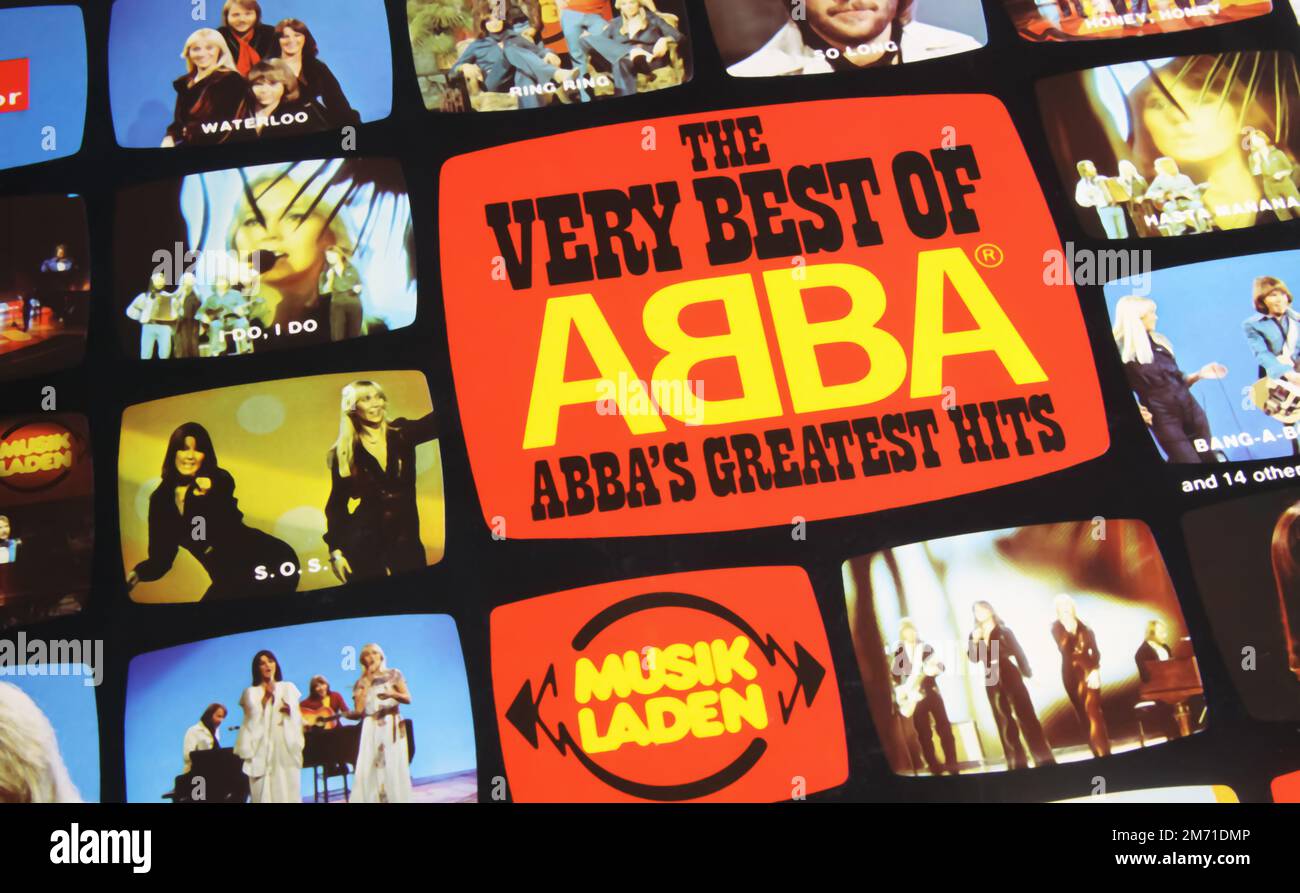 Viersen, Germany - May 9. 2022: Closeup of vinyl record cover of swedish band, greatest hits compilation, TV video appearences Stock Photo