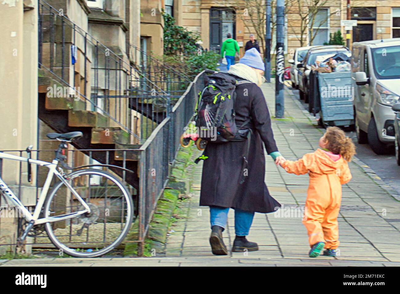 mother and child on street in the  affluent west end Stock Photo