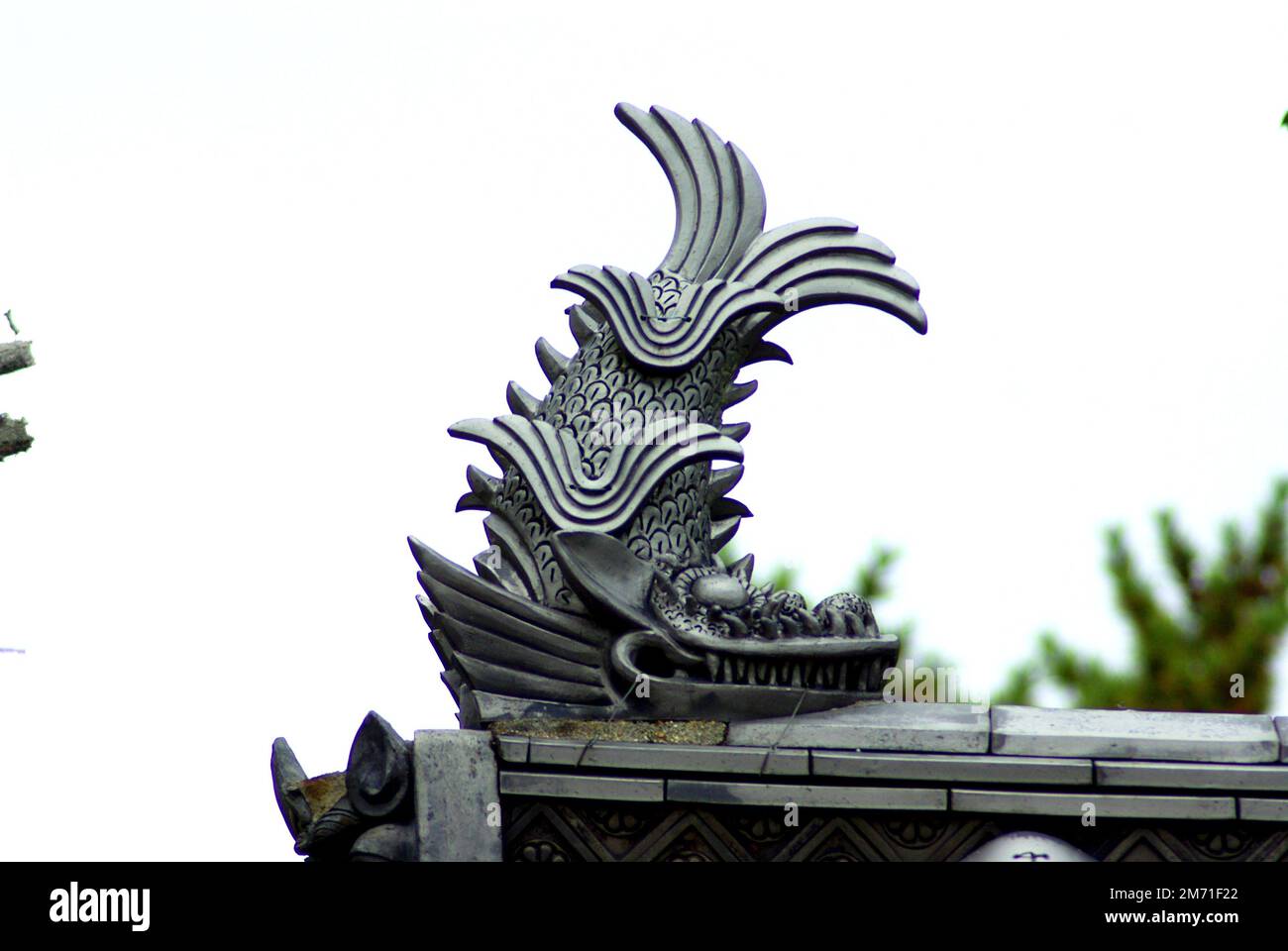 Fish roof decorations at Horyu-ji temple Stock Photo