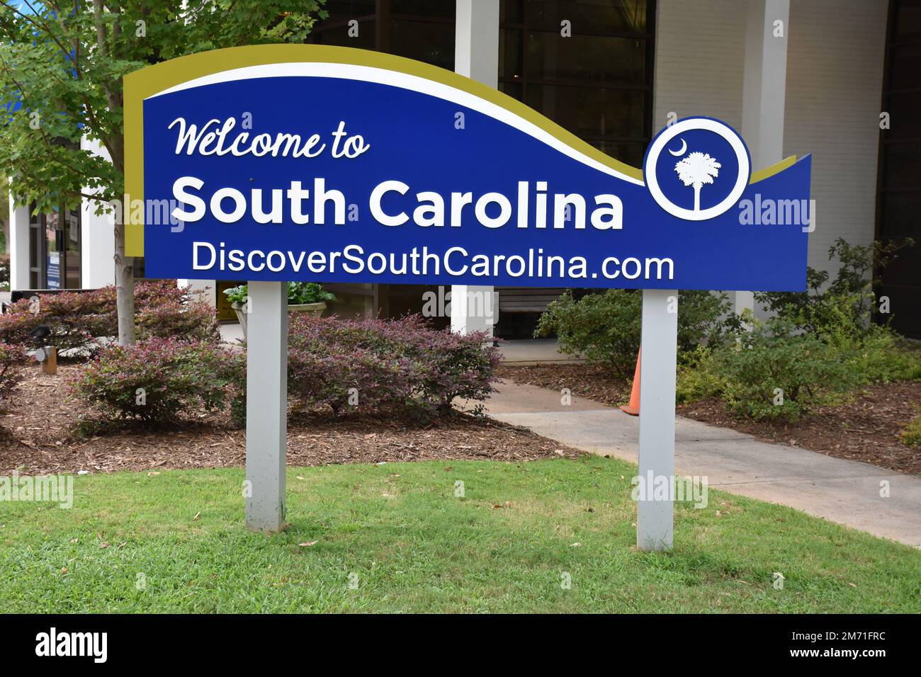 A Sign at the South Carolina Welcome Center welcoming visitors. Stock Photo
