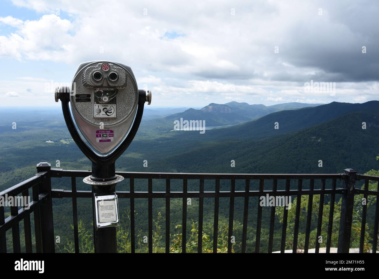 A coin operated Binocular at an overlook in Caesars Head State Park located in South Carolina. Stock Photo