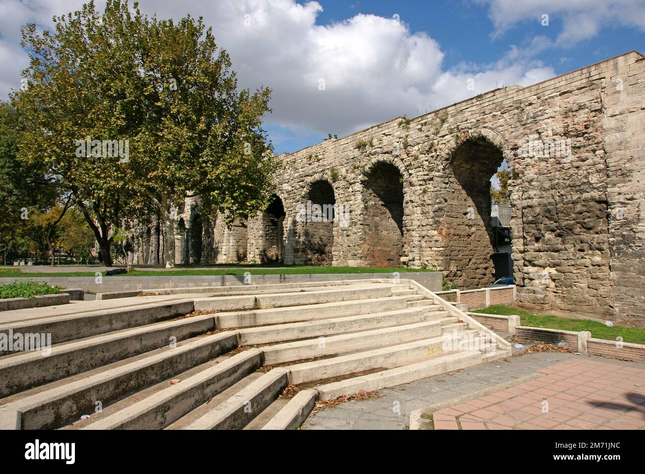 Located in Istanbul, Turkey, the Bozdogan Aqueduct was built during the Roman period. Stock Photo