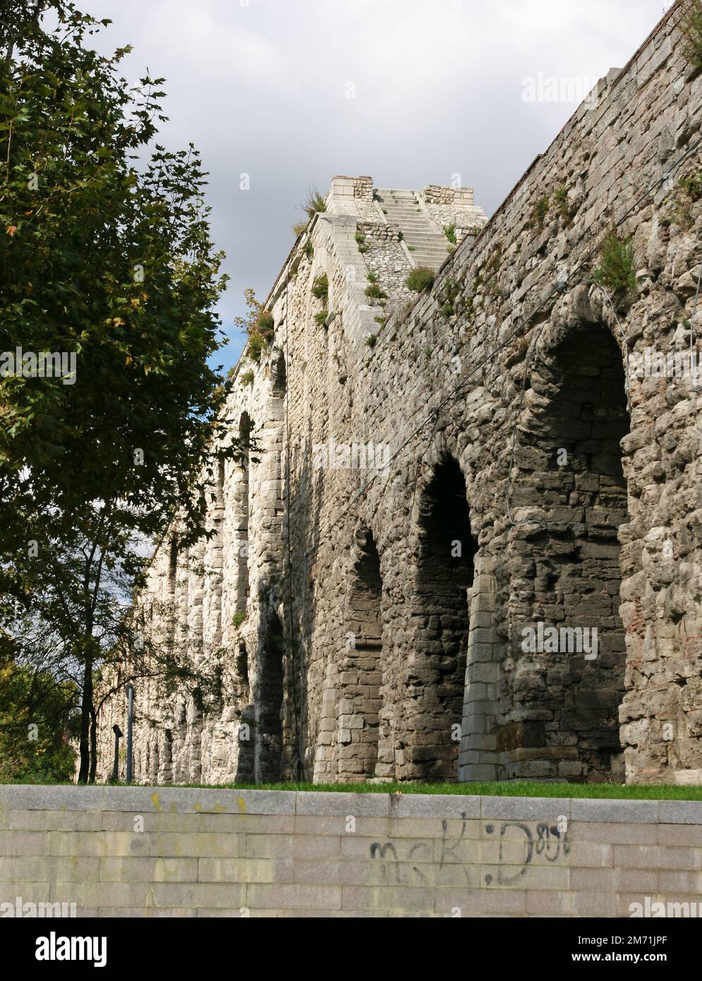 Located in Istanbul, Turkey, the Bozdogan Aqueduct was built during the Roman period. Stock Photo