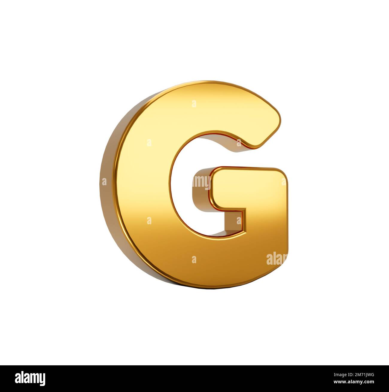 A 3D rendering of gold alphabet capital letter G isolated on white background Stock Photo
