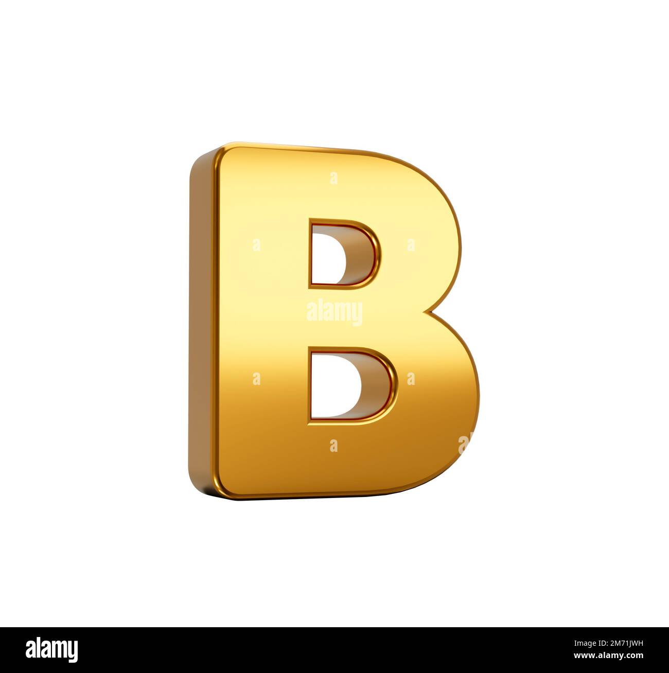 A 3D rendering of gold alphabet capital letter B isolated on white background Stock Photo