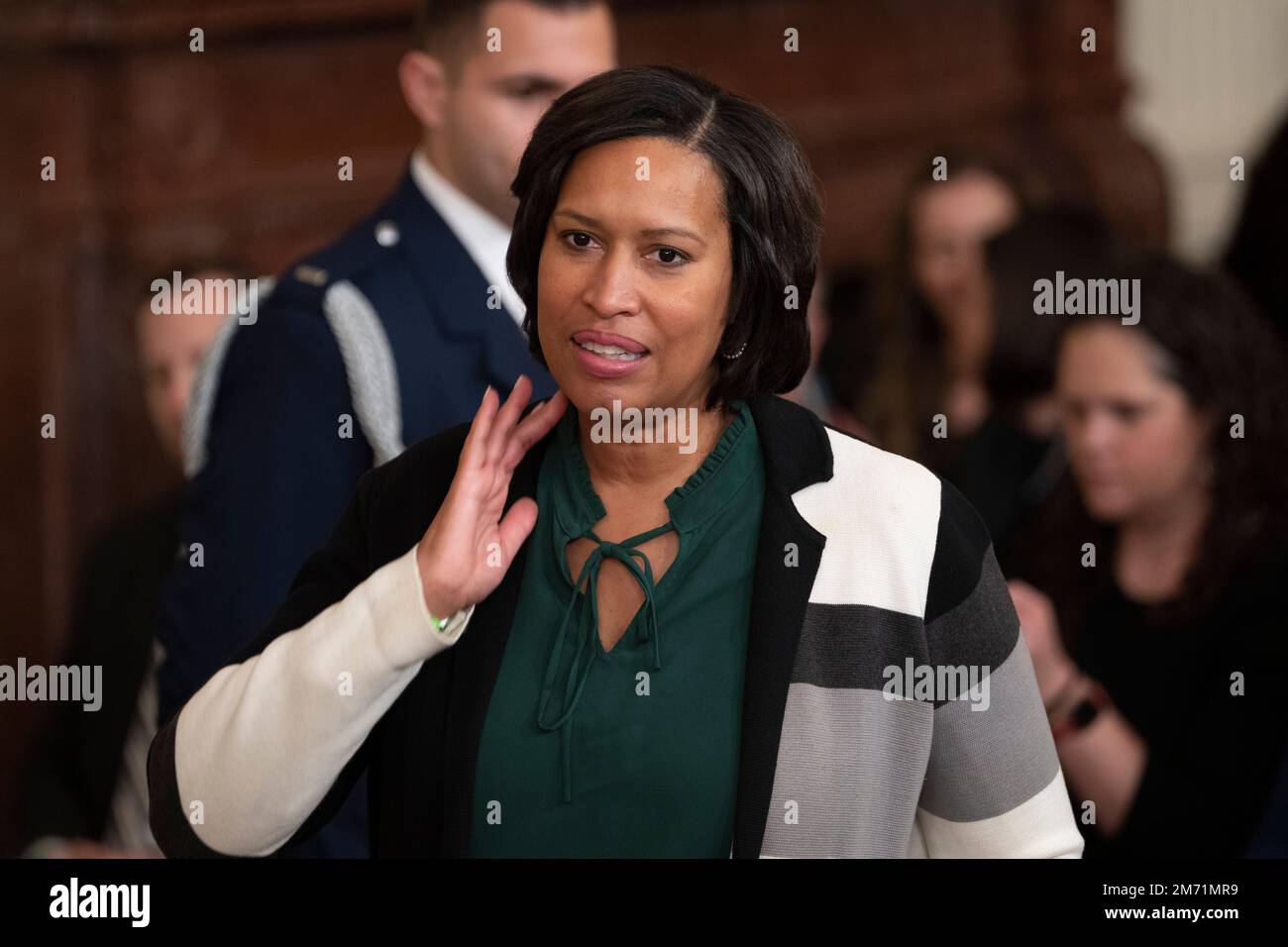 Washington, DC Mayor Muriel Bowser attends a ceremony marking the two