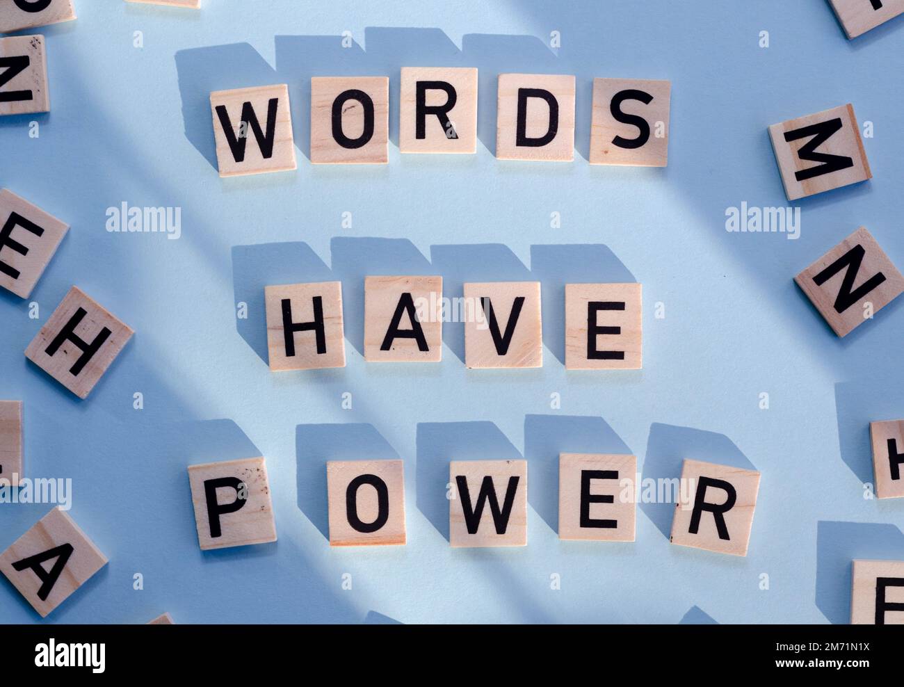 Word writing text WORDS HAVE POWER. Business concept written on wood block. Stock Photo