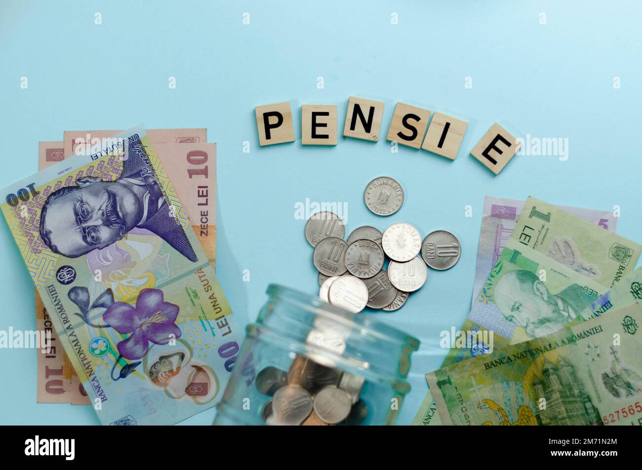 romanian currency lei ron savings for pension retirement concept Stock Photo