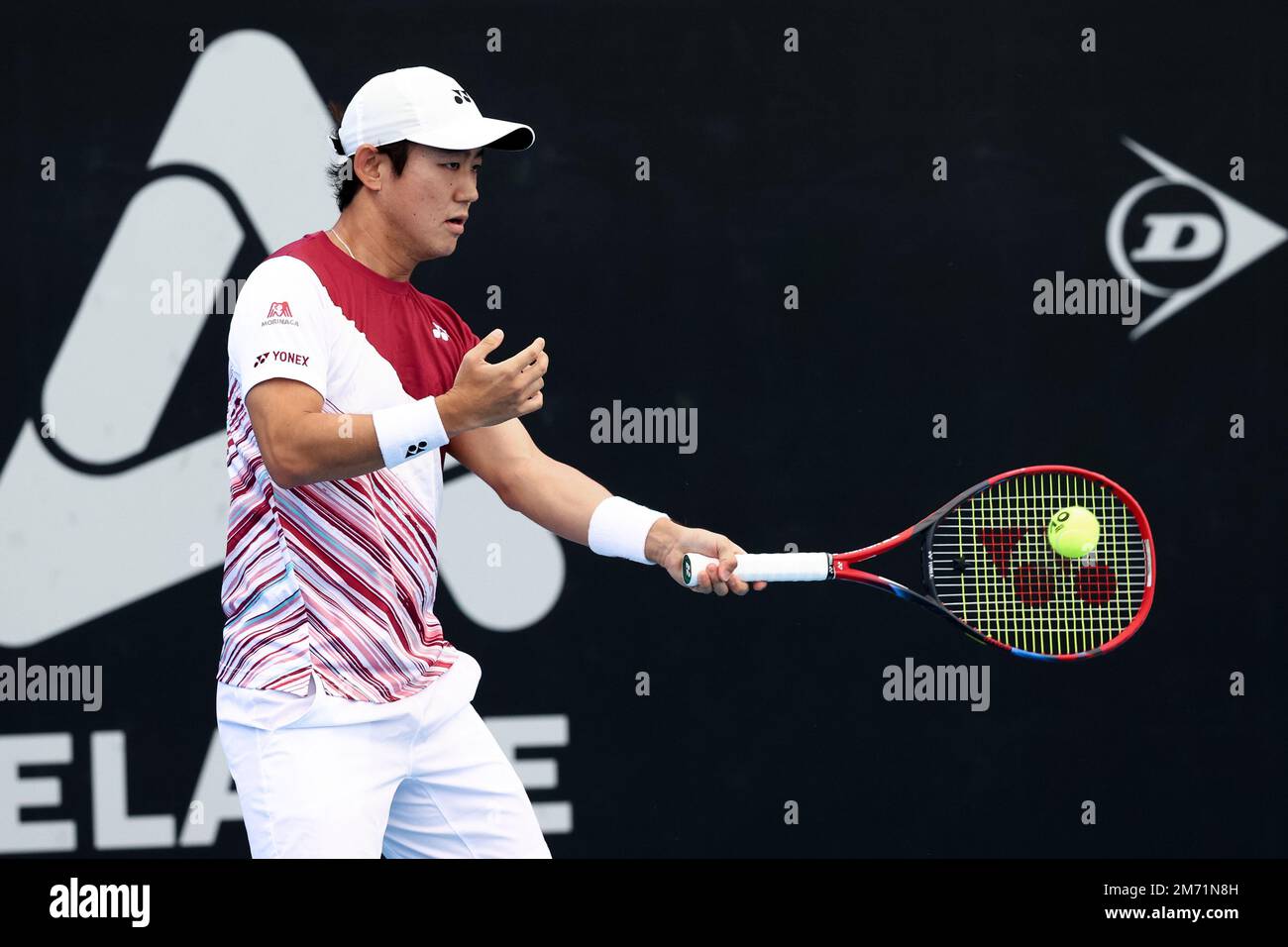 Adelaide Australia 6 January 2023 Yoshihito Nishioka Of Japan Plays A Forehand During The