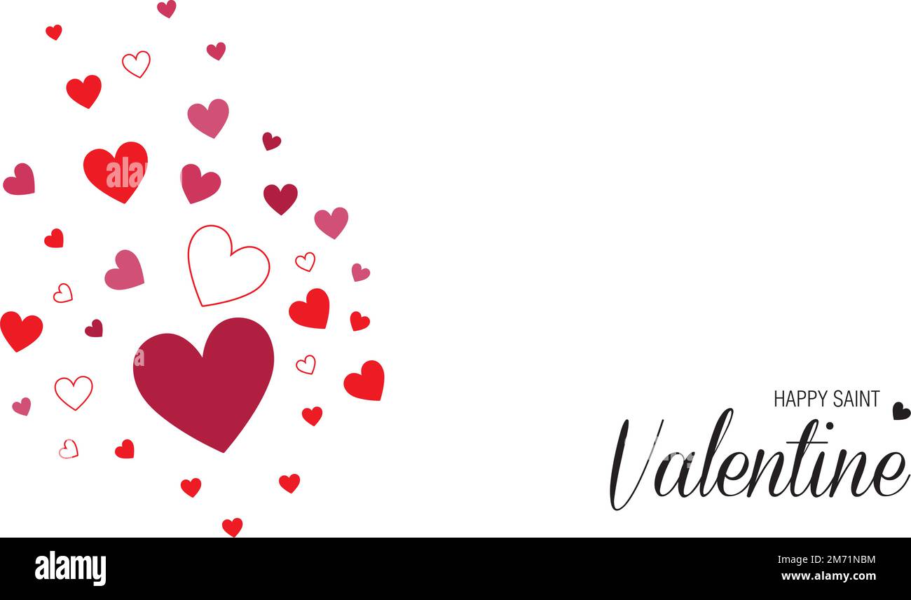 A saint valentine day greeting card with colored hearts and copy space Stock Vector