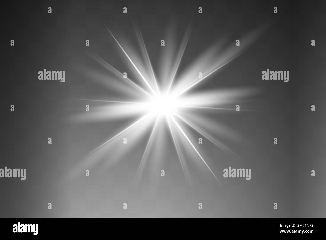 glowing lights effects isolated on gray background. Sun flash with rays