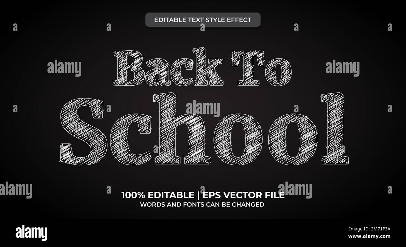 Back to school text, chalk style editable text effect Stock Vector