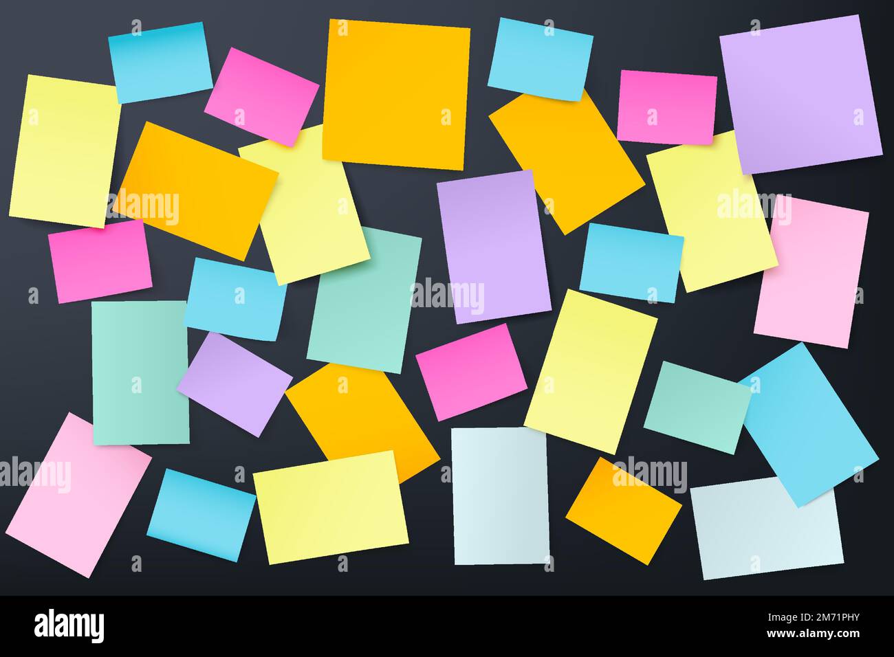 Post it multicolor vector design on Dark background, Realistic blank