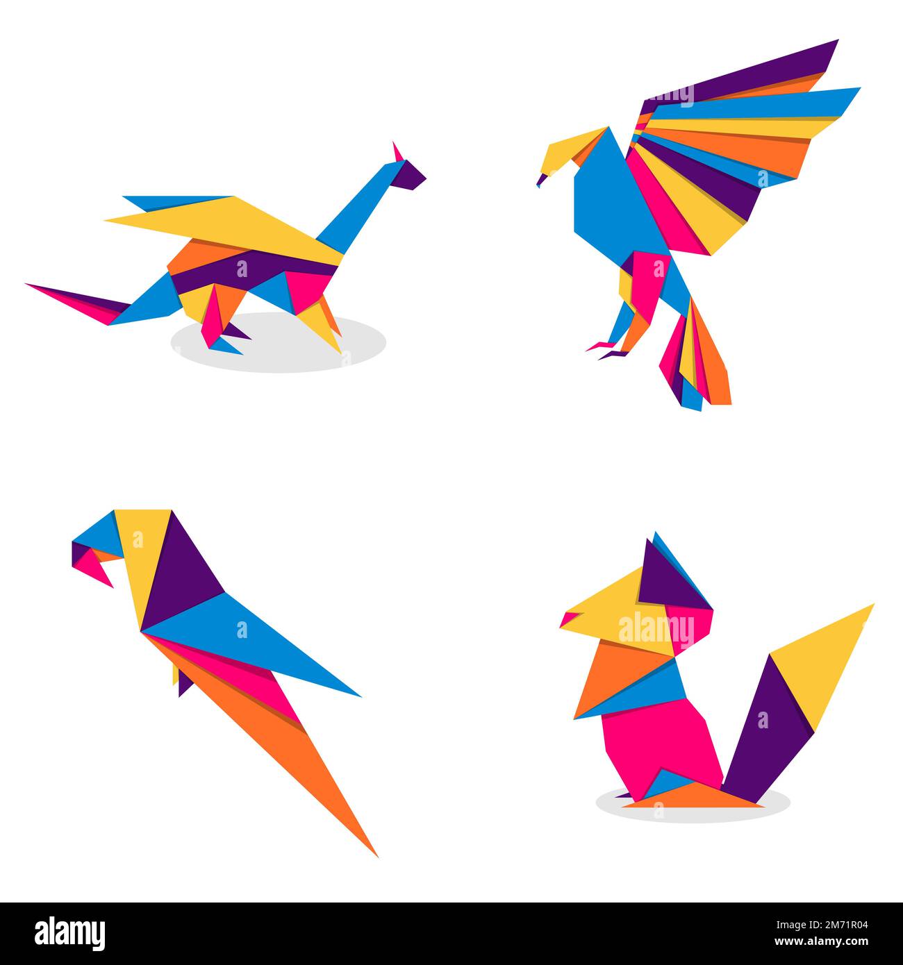 Abstract Vector Origami Animal origami collection. Animal origami vector. Abstract animals logo ...