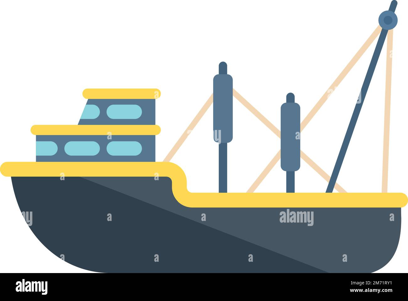 Cargo fishing boat icon flat vector. Fish ship. Sea vessel isolated Stock Vector