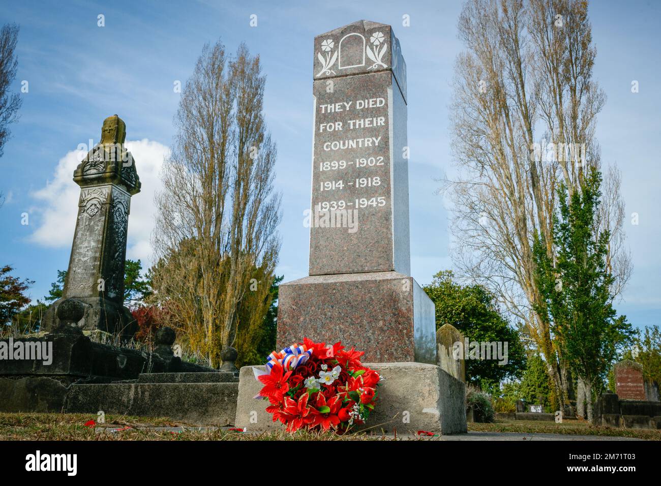 Hamilton New Zealand April 25 2010; memorial and Headstones of fallen