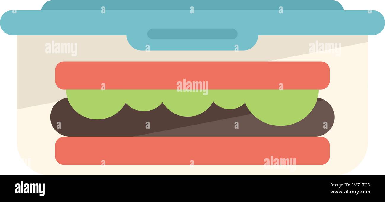 Lunch box icon flat vector. Healthy meal. School food isolated Stock ...