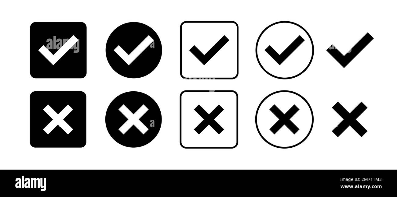 Clipart cartoon of a tick check and cross x mark characters -  Portugal