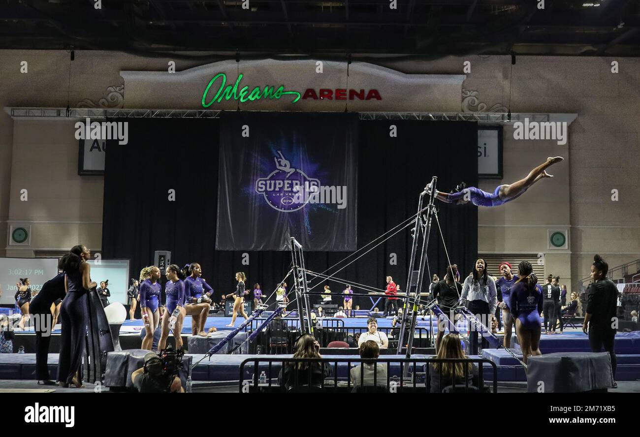 Las Vegas, NV, USA. 6th Jan, 2023. The Fisk women's gymnastics team